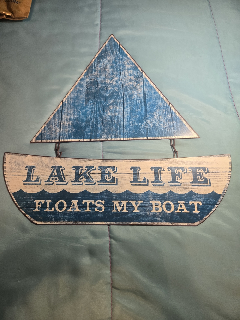 Source Unknown Blue & White 'Lake Life Floats My Boat' Boat Wall Sign
